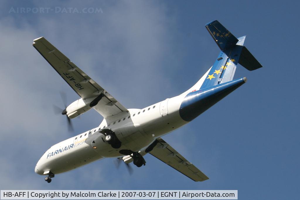 HB-AFF, 1991 ATR 42-320 C/N 264, ATR ATR-42-320 on finals to 25 at Newcastle Airport in 2007.