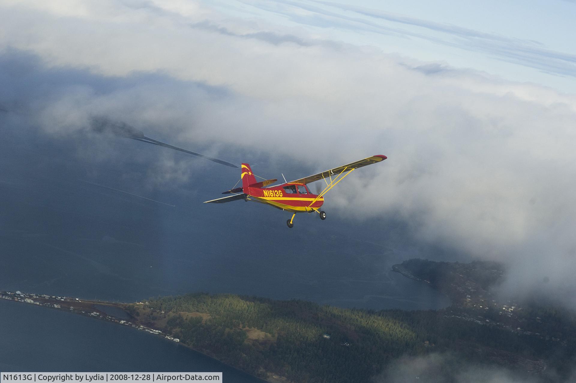 N1613G, 1968 Champion 7ECA Citabria C/N 618, 2009 over Beckett Point, Discovery Bay, WA near Port Townsend