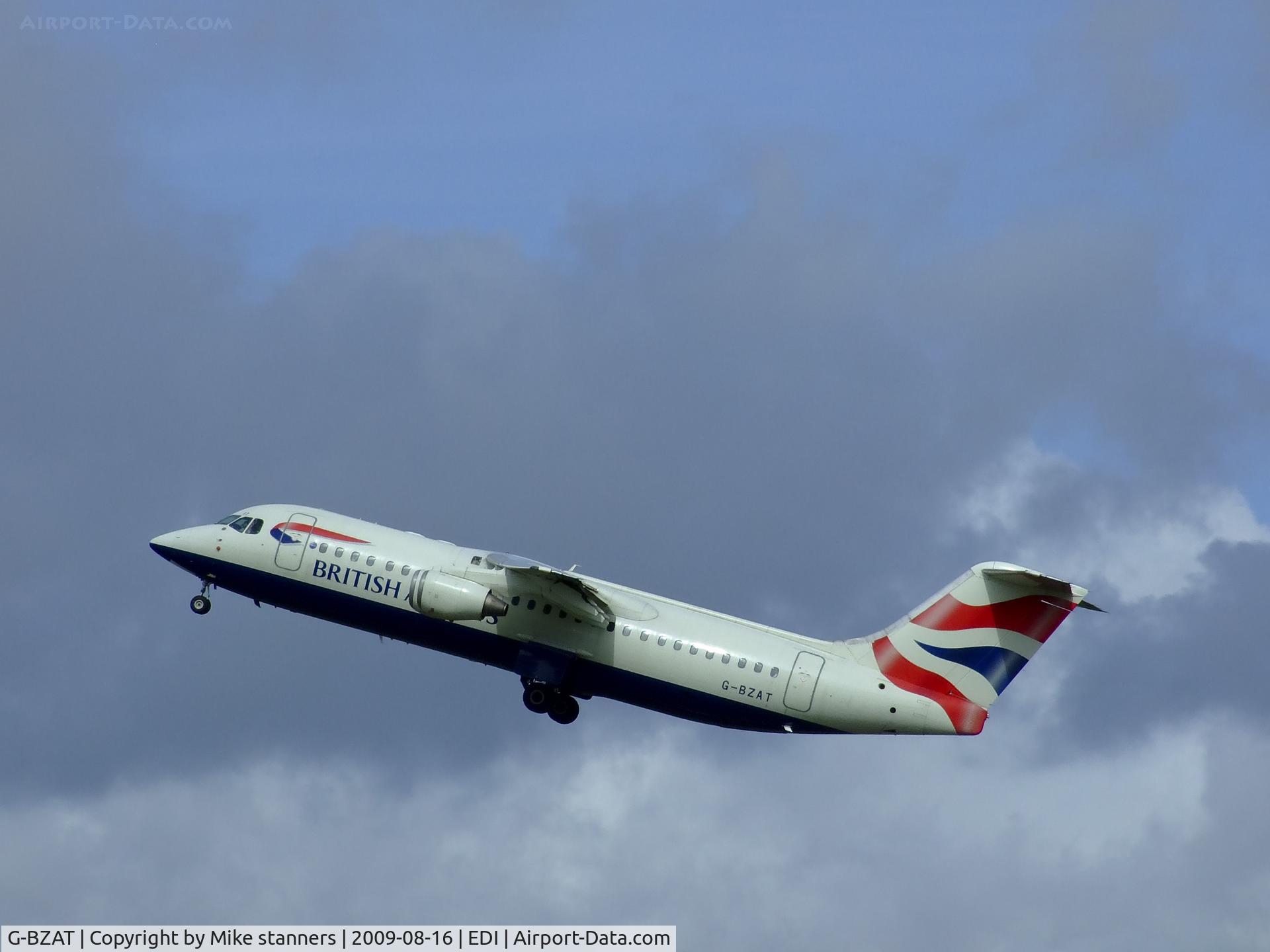 G-BZAT, 1997 British Aerospace Avro 146-RJ100 C/N E3320, British airways RJ100 Departs runway 24