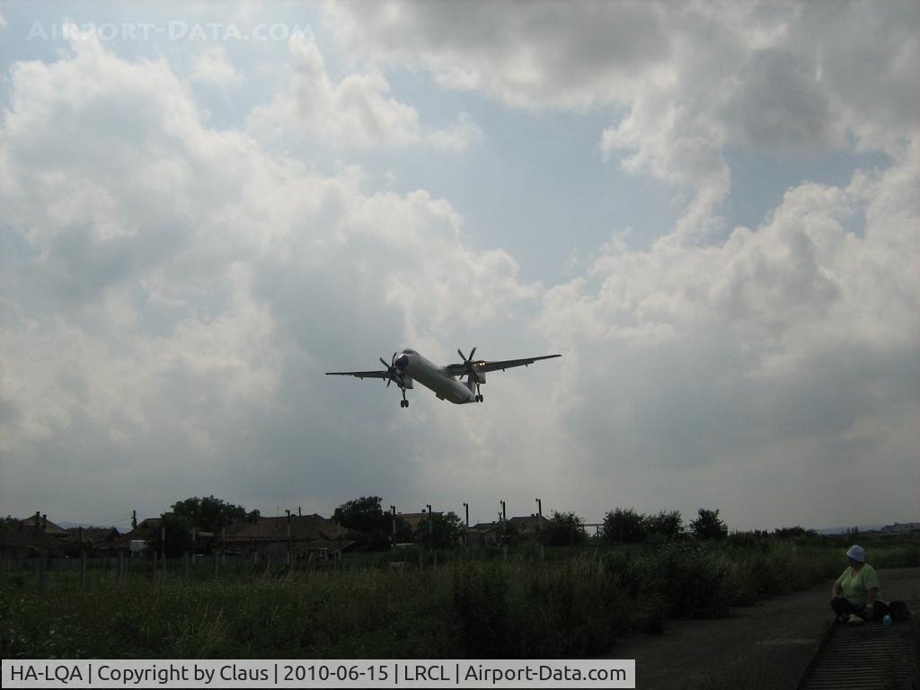 HA-LQA, 2001 De Havilland Canada DHC-8-402Q Dash 8 C/N 4062, Landing from BUD.