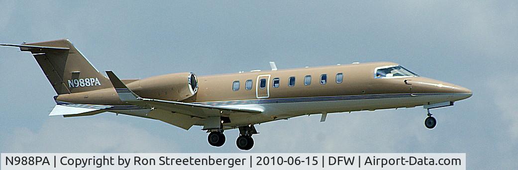 N988PA, 2000 Learjet 45 C/N 076, Taken 6-15-2010. Over the MM on 18R, DFW airport.