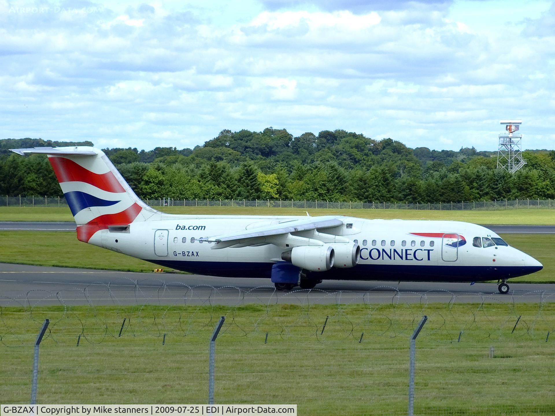G-BZAX, 1999 British Aerospace Avro 146-RJ100 C/N E3356, G-BZAX At EDI Back when it was operated by British airways,it is now stored at Kemble