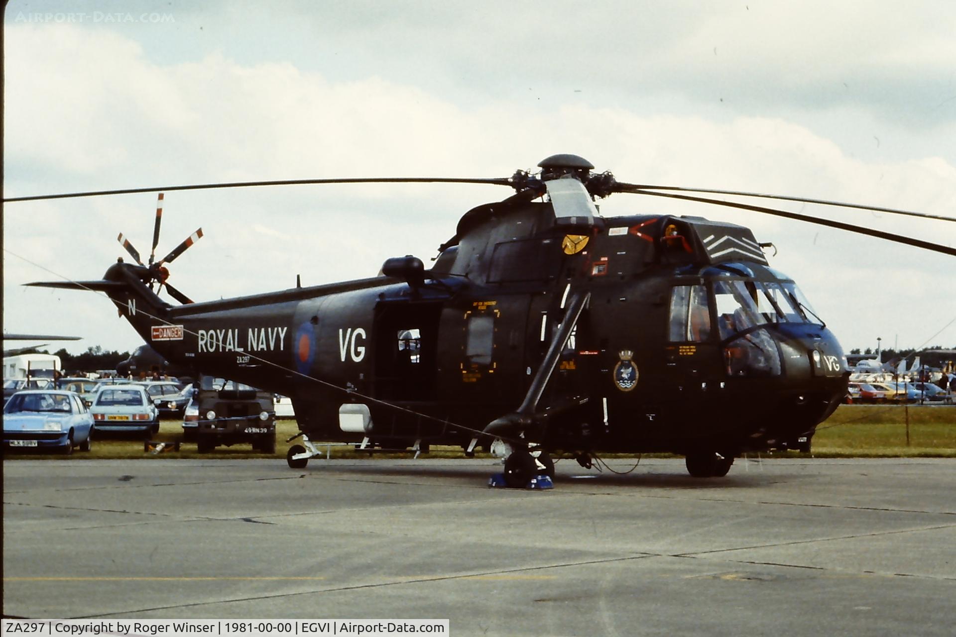 ZA297, 1980 Westland Sea King HC.4 C/N WA911, Coded VG/N of 846 NAS at IAT 1981 held at RAF Greenham Common.