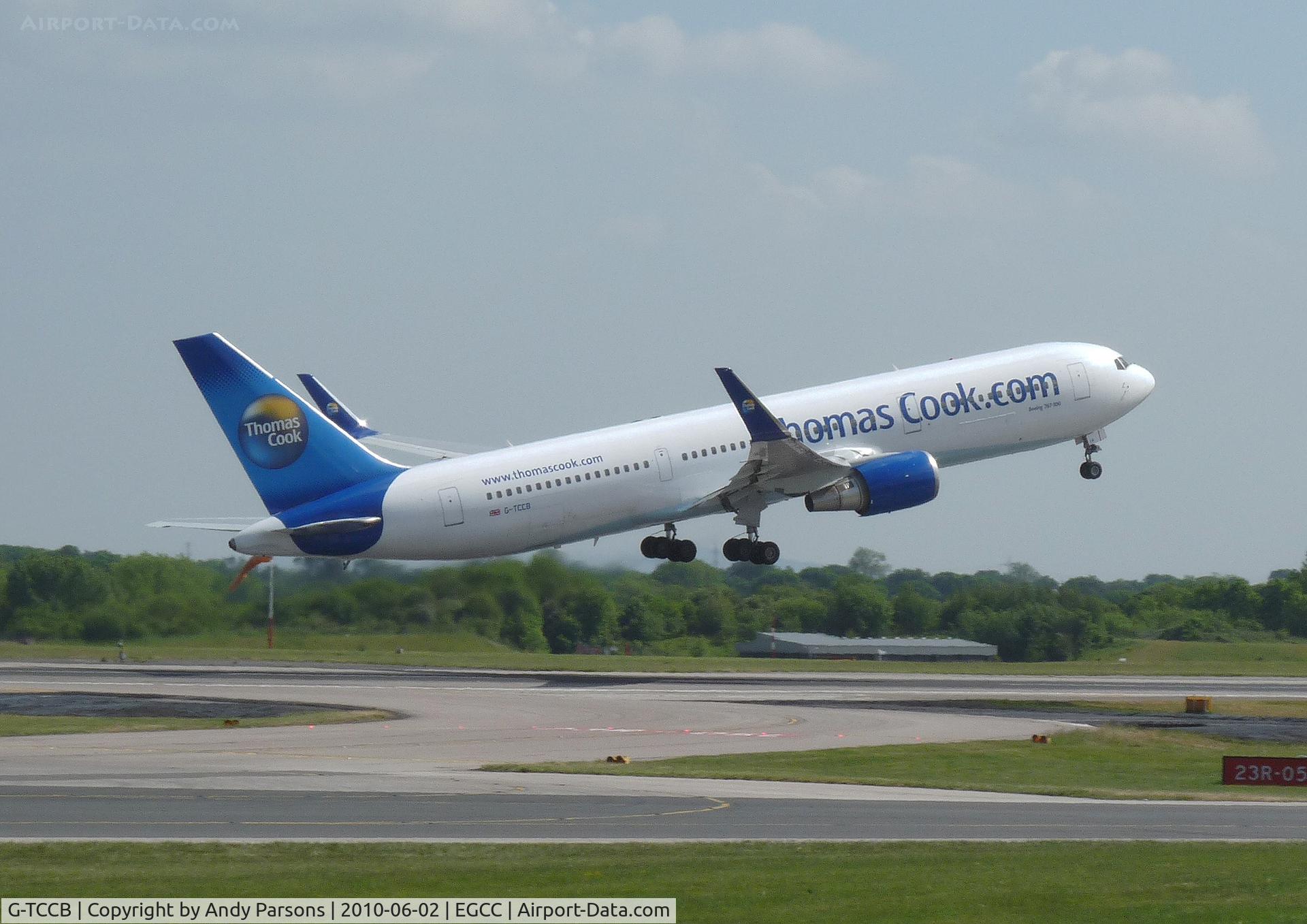 G-TCCB, 1997 Boeing 767-31K C/N 28865, Departing Manchester