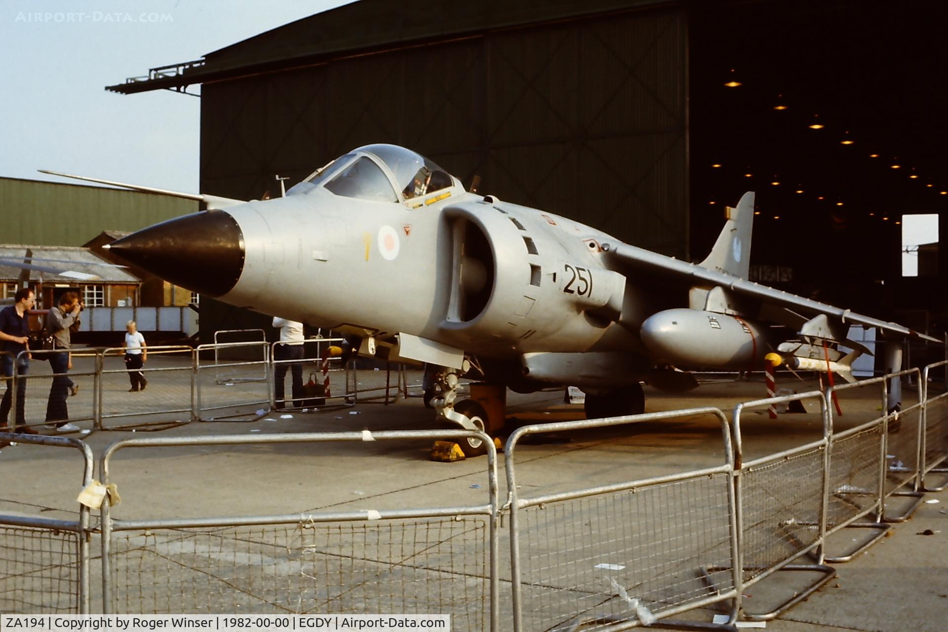 ZA194, 1982 British Aerospace Sea Harrier FRS.1 C/N 41H-912033, Coded 251 of 809 NAS at the RNAS Yeovilton Naval Air day 1982.