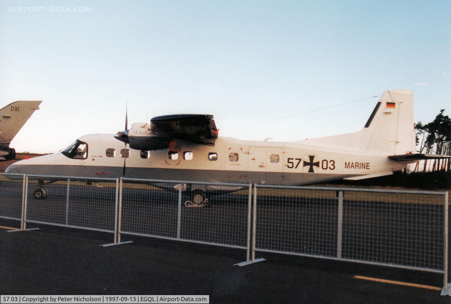 57 03, Dornier 228-212 C/N 8212, Do.228, callsign German Navy 4787, of MFG-3 at Nordholz on display at the 1997 RAF Leuchars Airshow.