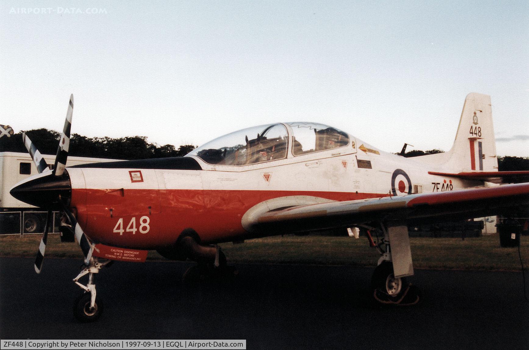 ZF448, 1992 Short S-312 Tucano T1 C/N S141/T112, Tucano T.1, callsign LOP 52, of 1 Flying Training School at RAF Linton-on-Ouse on display at the 1997 RAF Leuchars Airshow.