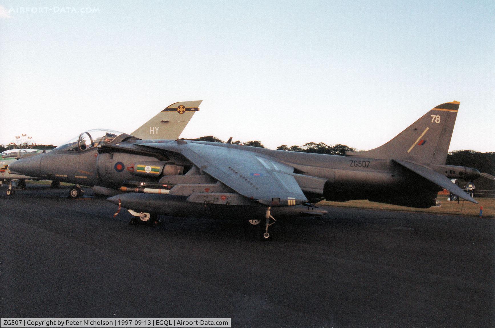 ZG507, British Aerospace Harrier GR.7 C/N P78, Harrier GR.7, callsign Rafair 601, of 3 Squadron on display at the 1997 RAF  Leuchars Airshow.