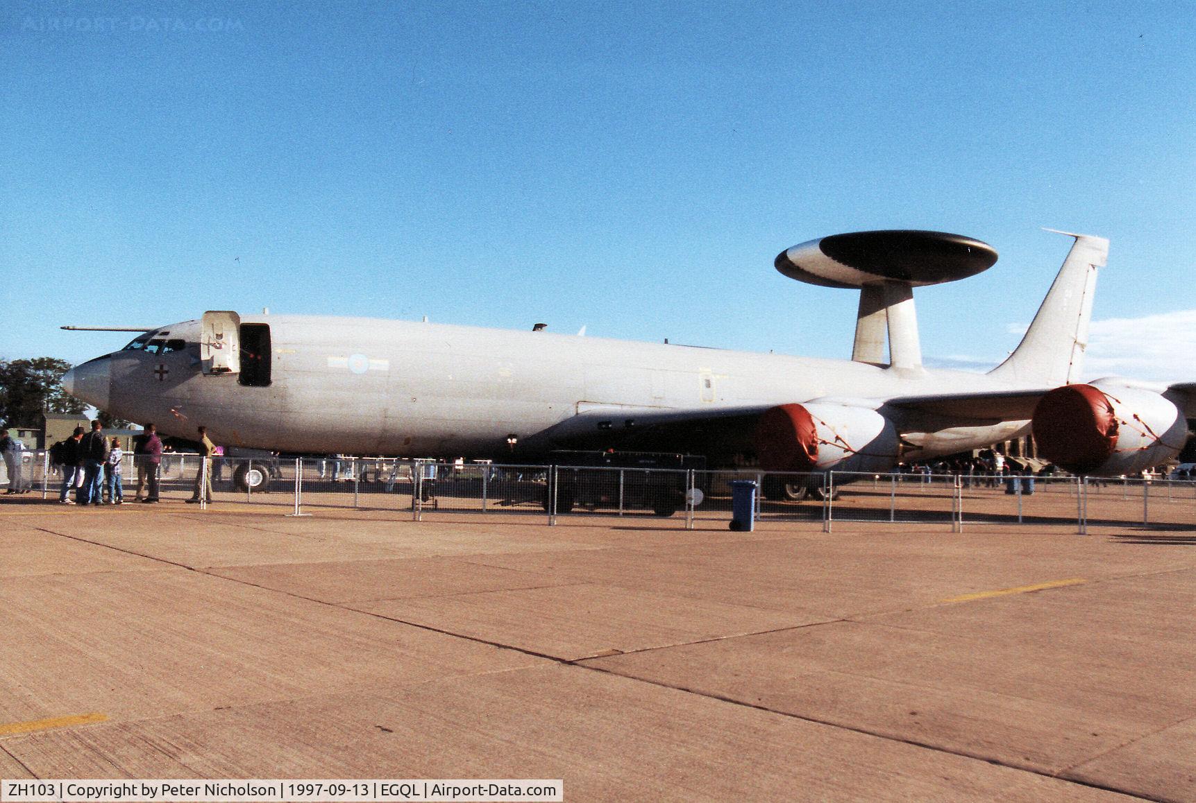 ZH103, 1990 Boeing E-3D Sentry AEW.1 Sentry C/N 24111, Sentry AEW.1, callsign Nato 40, of 8 Squadron based at RAF Waddington on display at the 1997 RAF Leuchars Airshow.