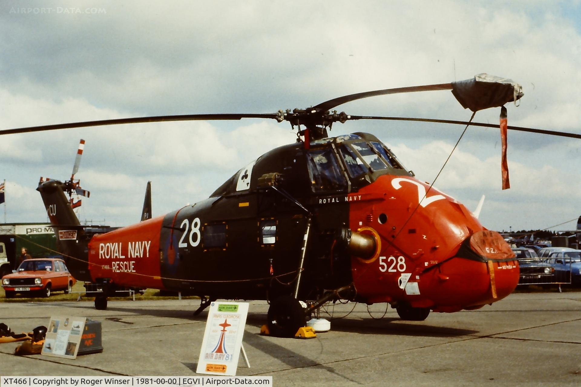 XT466, 1965 Westland Wessex HU.5 C/N WA288, Coded 528/CU of 771 NAS at IAT 1981 held at RAF Greenham Common. Served with 771 NAS until March 1988.