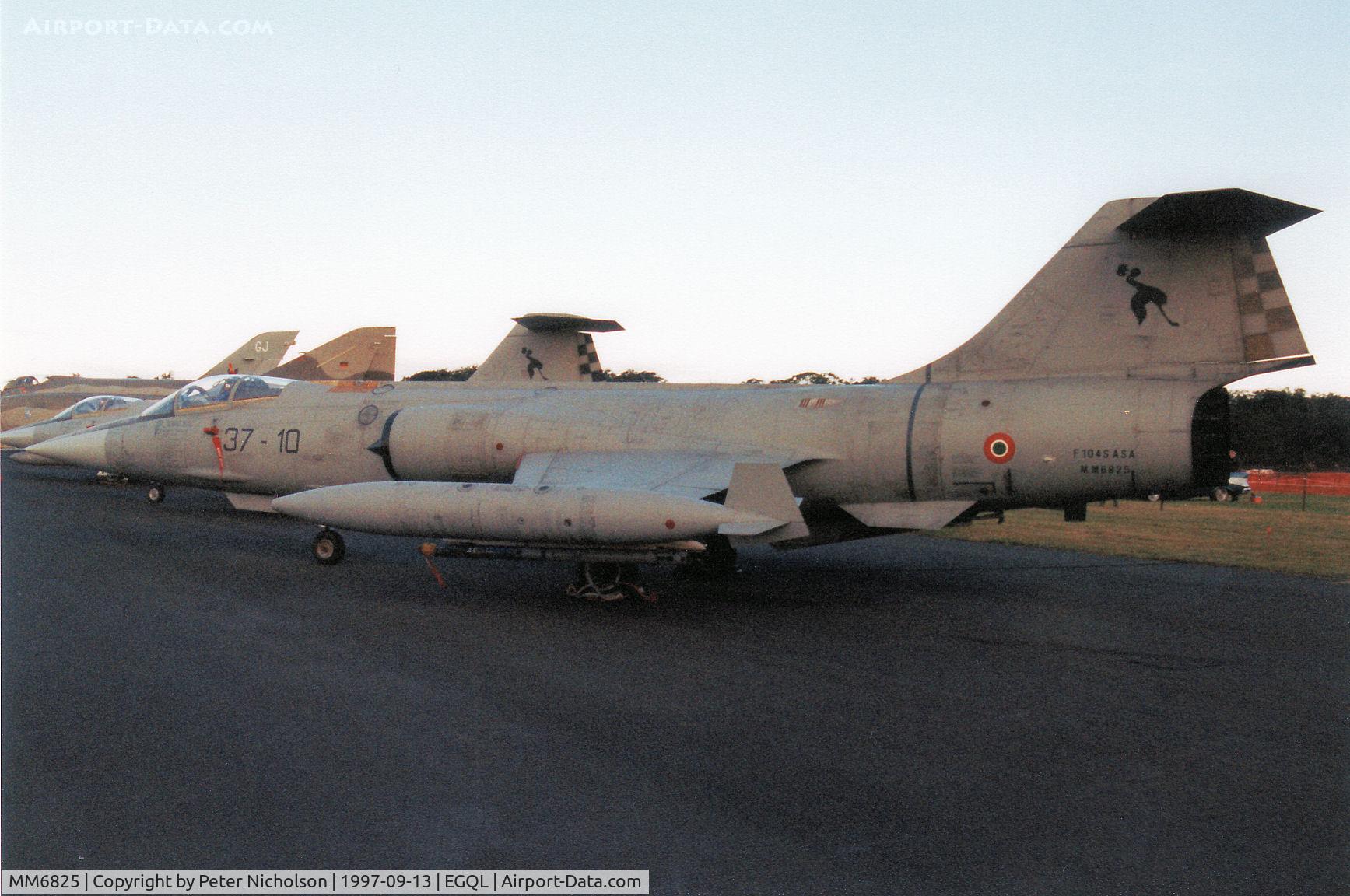 MM6825, Aeritalia F-104S-ASA Starfighter C/N 1125, F-104S-ASA Starfighter, callsign Jackal 3, of 37 Stormo on display at the 1997 RAF Leuchars Airshow.