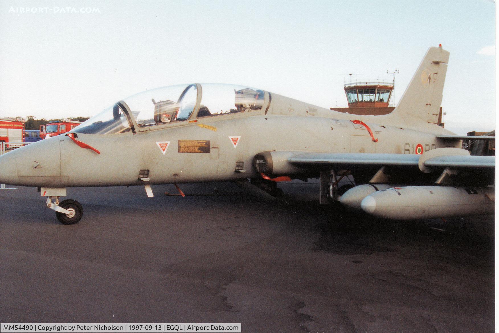 MM54490, Aermacchi MB-339A C/N 6687/082/AA038, MB.339A, callsign India 4524, of 61 Stormo on display at the 1997 RAF Leuchars Airshow.