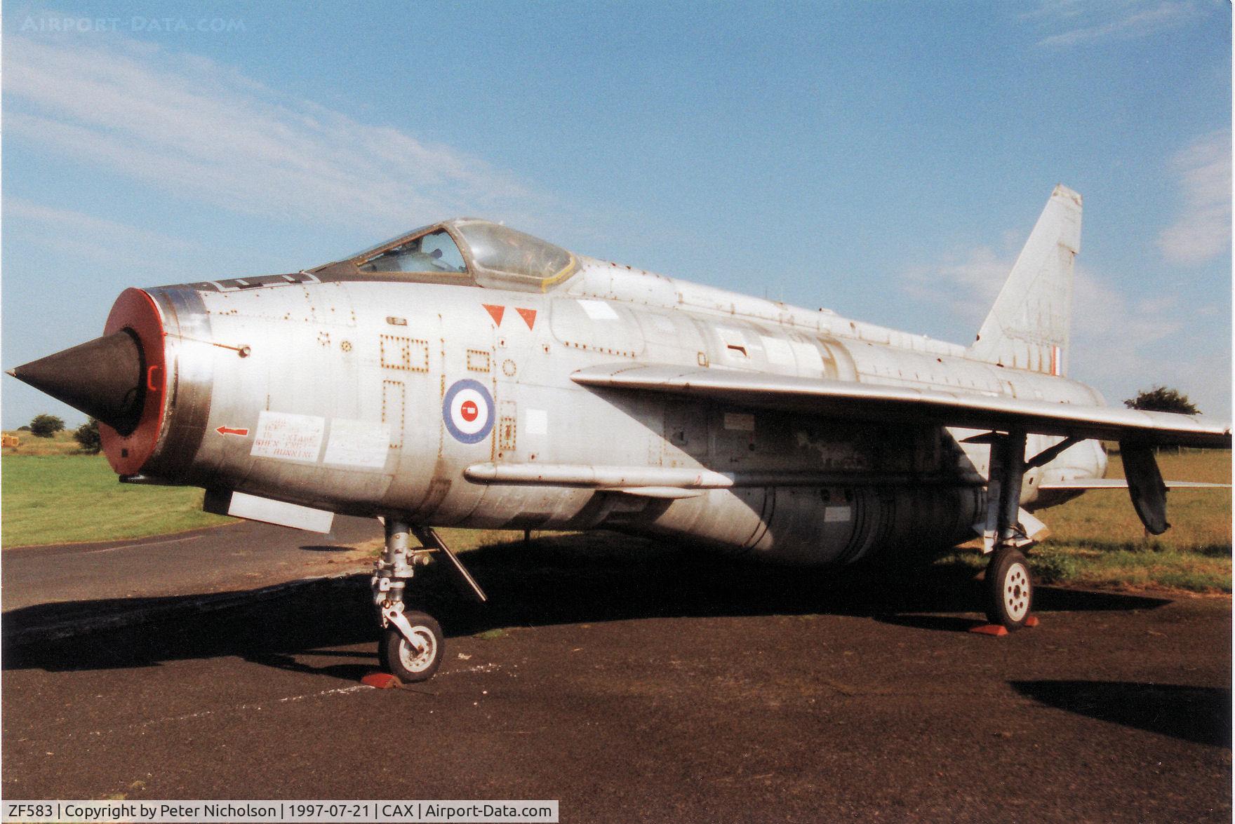 ZF583, English Electric Lightning F.53 C/N 95826, This former Royal Saudi Air Force Lightning 53-681 displayed by the Solway Aviation Museum arrived at Carlisle in January 1989.