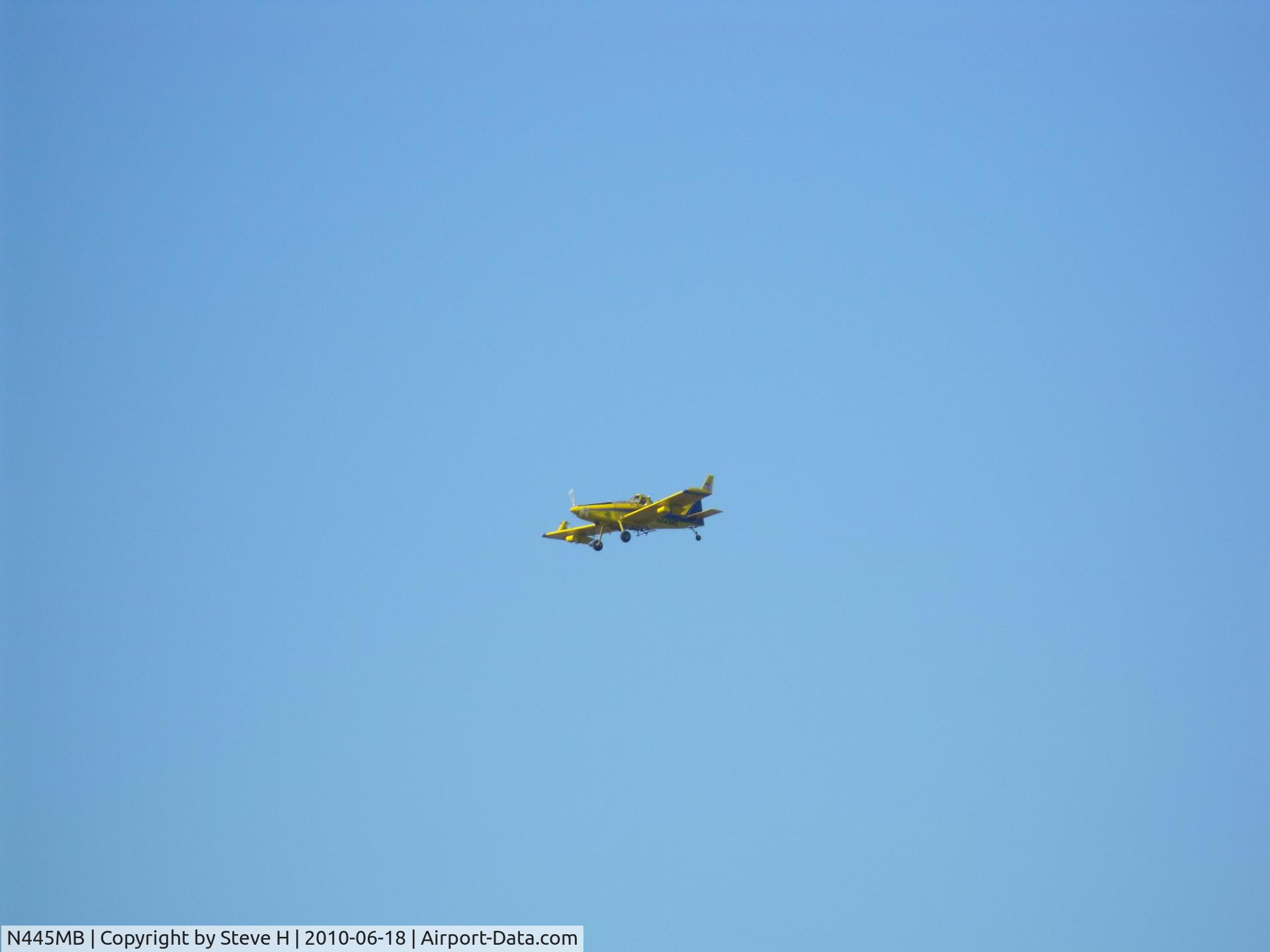 N445MB, Marlin John L MB-5 C/N R2496, This plane has been flying very low (>500agl) all morning over a neighborhood in Northwest Indiana. It looks like its rigged for crop dusting but its not flying over crops.