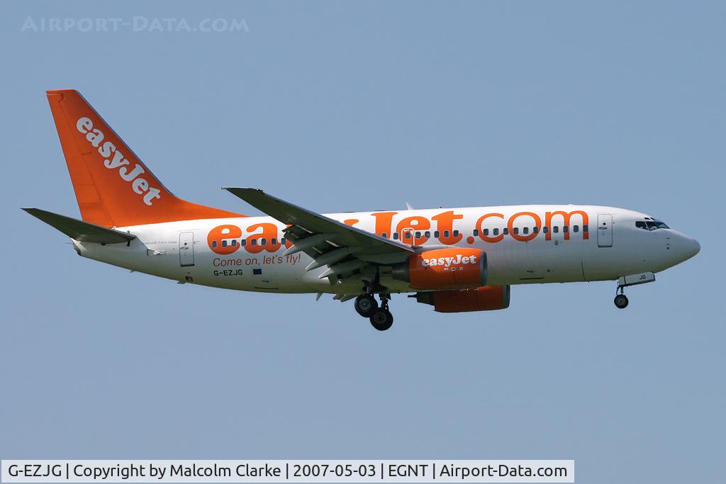 G-EZJG, 2001 Boeing 737-73V C/N 30239, Boeing 737-73V on finals to 07 at Newcastle Airport in May 2008.