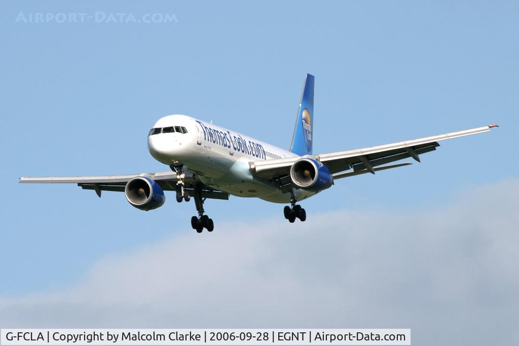 G-FCLA, 1997 Boeing 757-28A C/N 27621, Boeing 757-28A on Approach to Rwy 25 at Newcastle Airport in September 2006.
