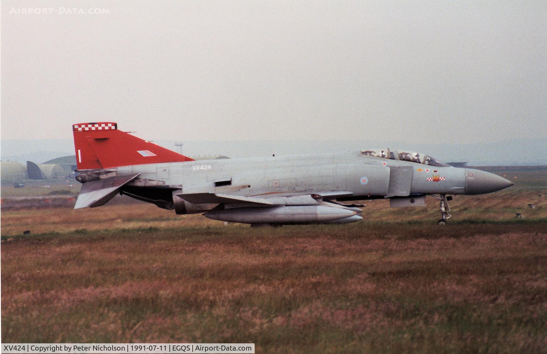 XV424, 1969 McDonnell Douglas Phantom FGR2 C/N 3084, Phantom FGR.2 of 56 Squadron at RAF Wattisham taxying to the active runway at RAF Lossiemouth in the Summer of 1991.