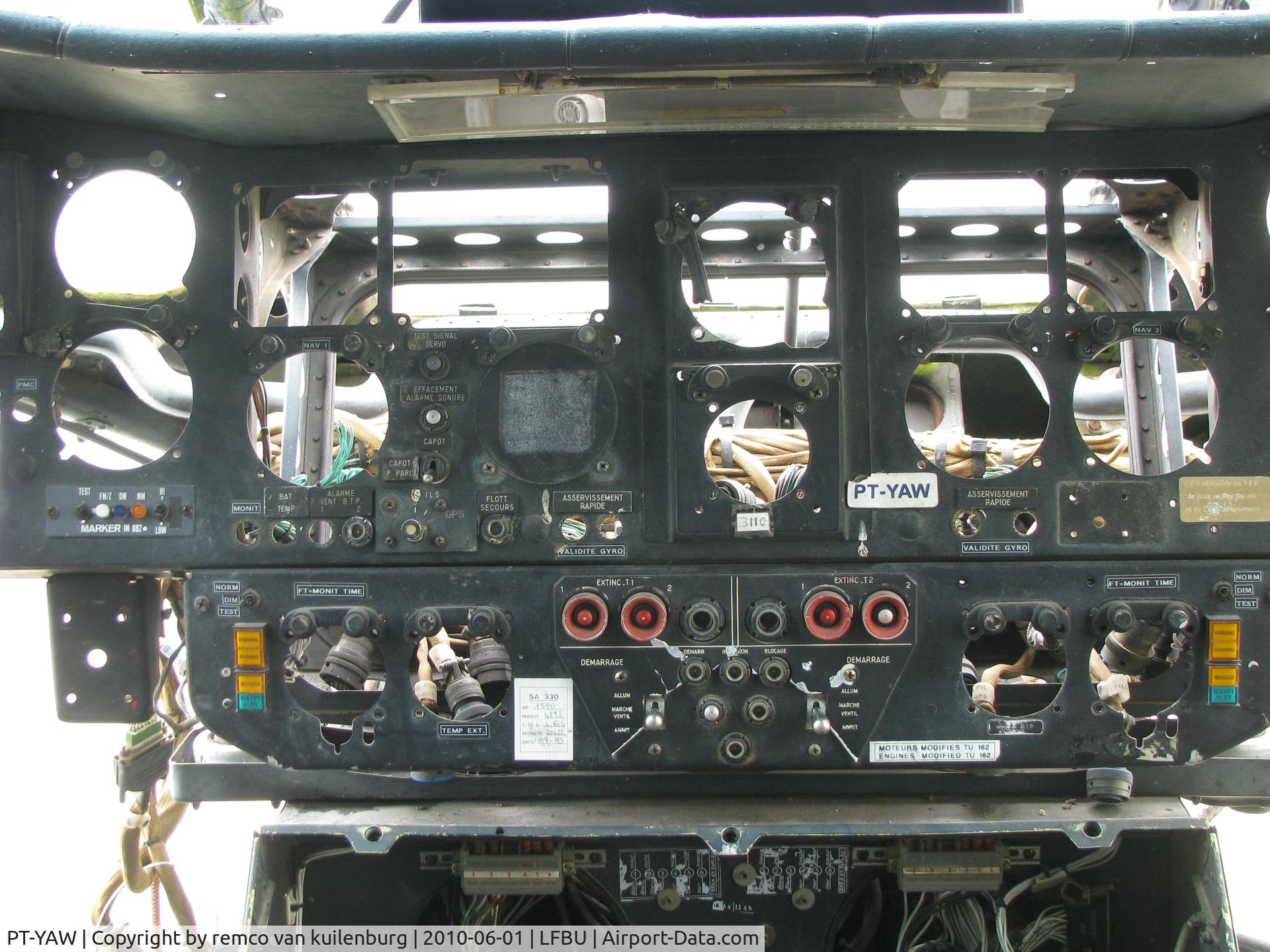PT-YAW, Aérospatiale SA-330J Puma C/N 1590, used for fire training inside
