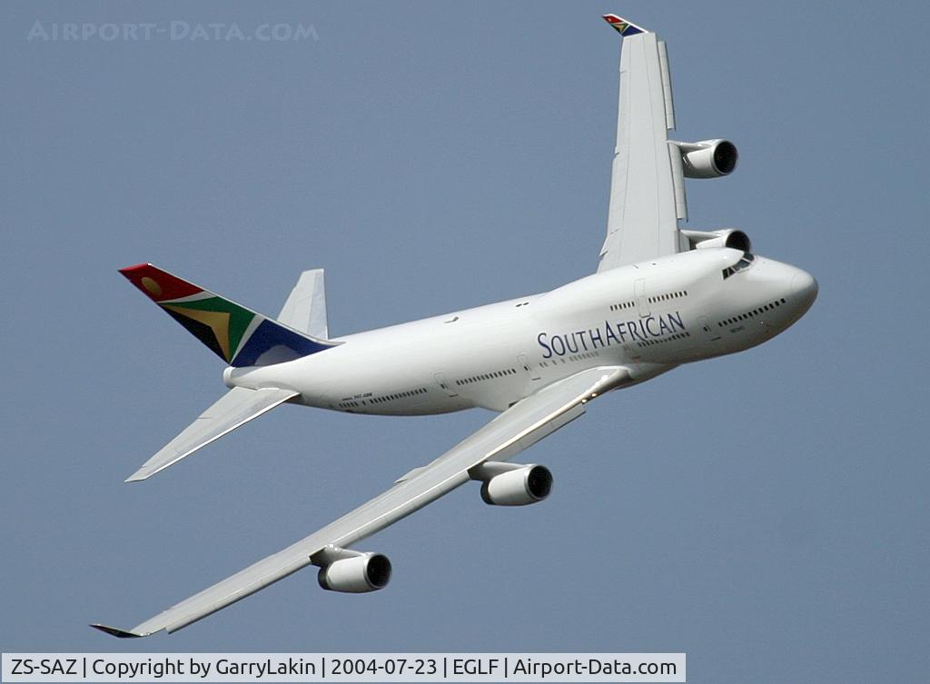 ZS-SAZ, 1998 Boeing 747-444 C/N 29119, Farnborough Air Show display by SAA and Boeing