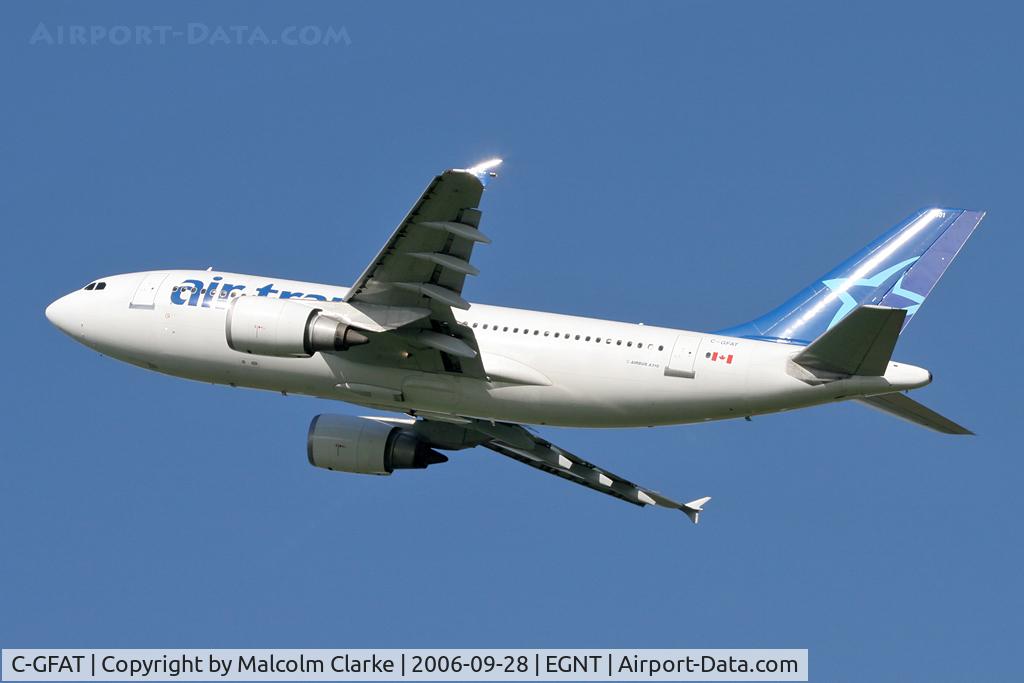 C-GFAT, 1990 Airbus A310-304 C/N 545, Airbus A310-304 on take off from 25 at Newcastle Airport in September 2006.