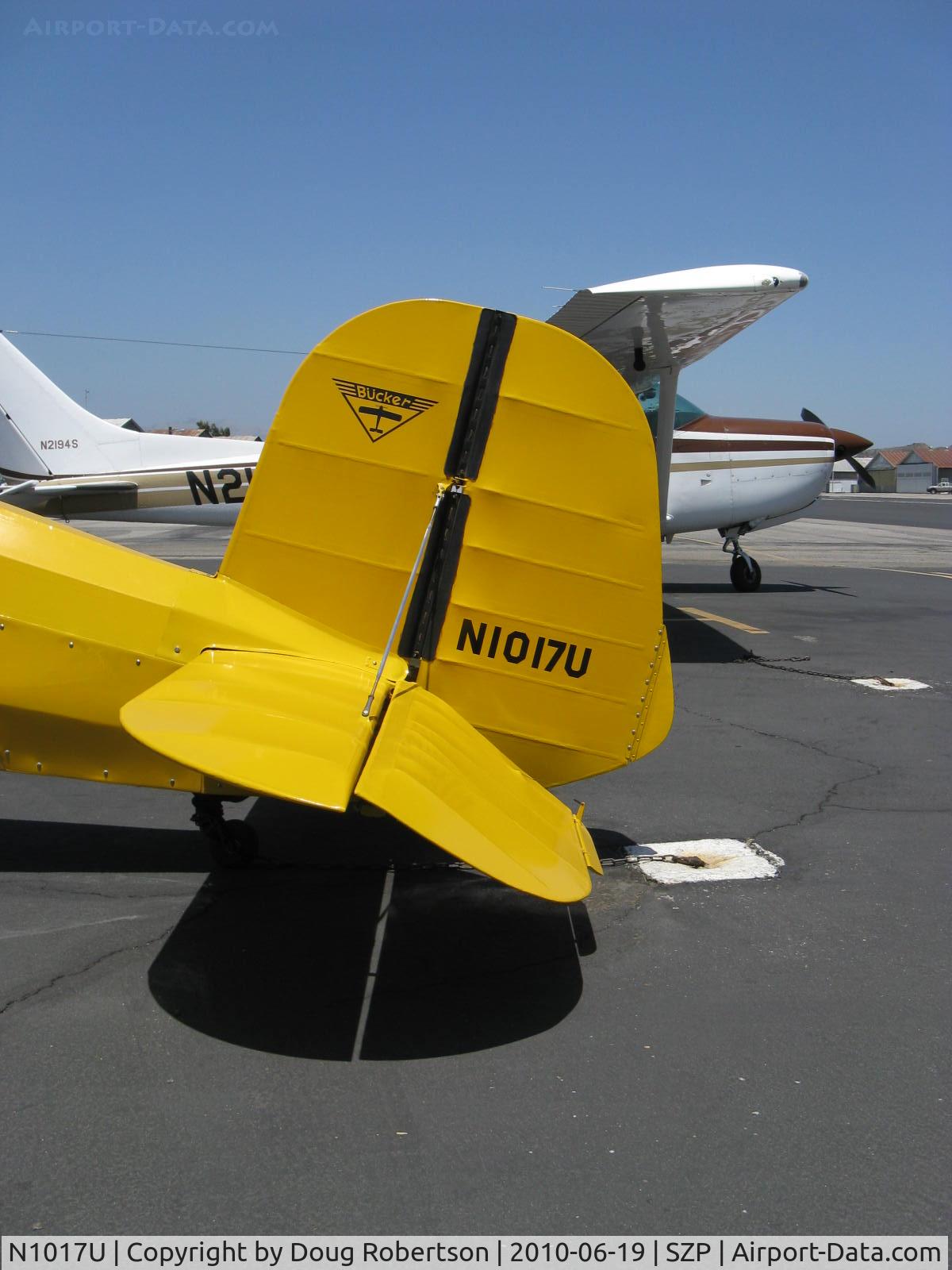 N1017U, 1939 CASA 1-131 Jungmann C/N E3B-435, 1939 Bucker Jungmann C.A.S.A. 1.131, Lycoming O-360 180 Hp upgrade, tail logo