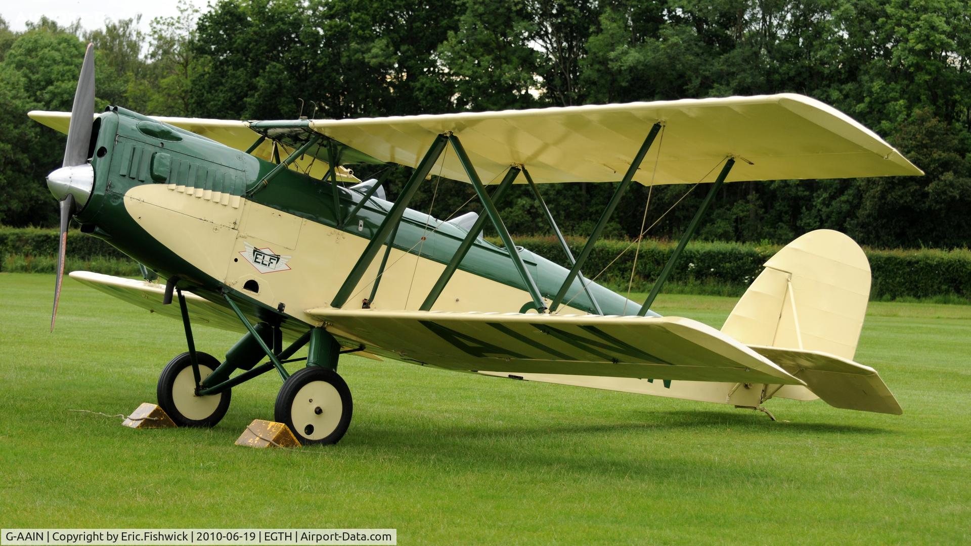 G-AAIN, 1934 Parnall Elf II C/N J.6, 3. G-AAIN at Shuttleworth Collection Evening Air Display & LAA Party in the Park June 2010