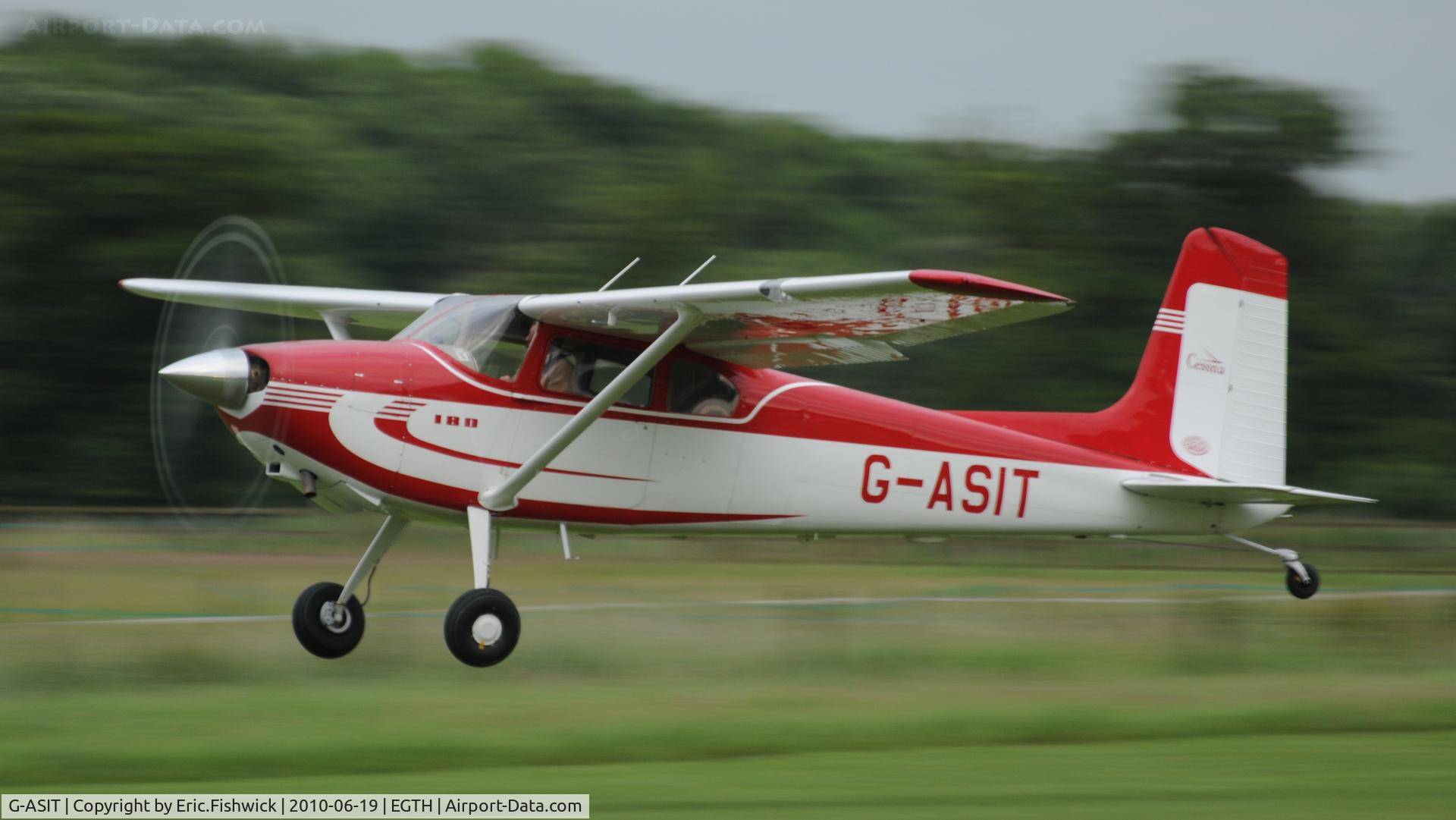 G-ASIT, 1956 Cessna 180 C/N 32567, 4. G-ASIT departing Shuttleworth Collection Evening Air Display & LAA Party in the Park June 2010