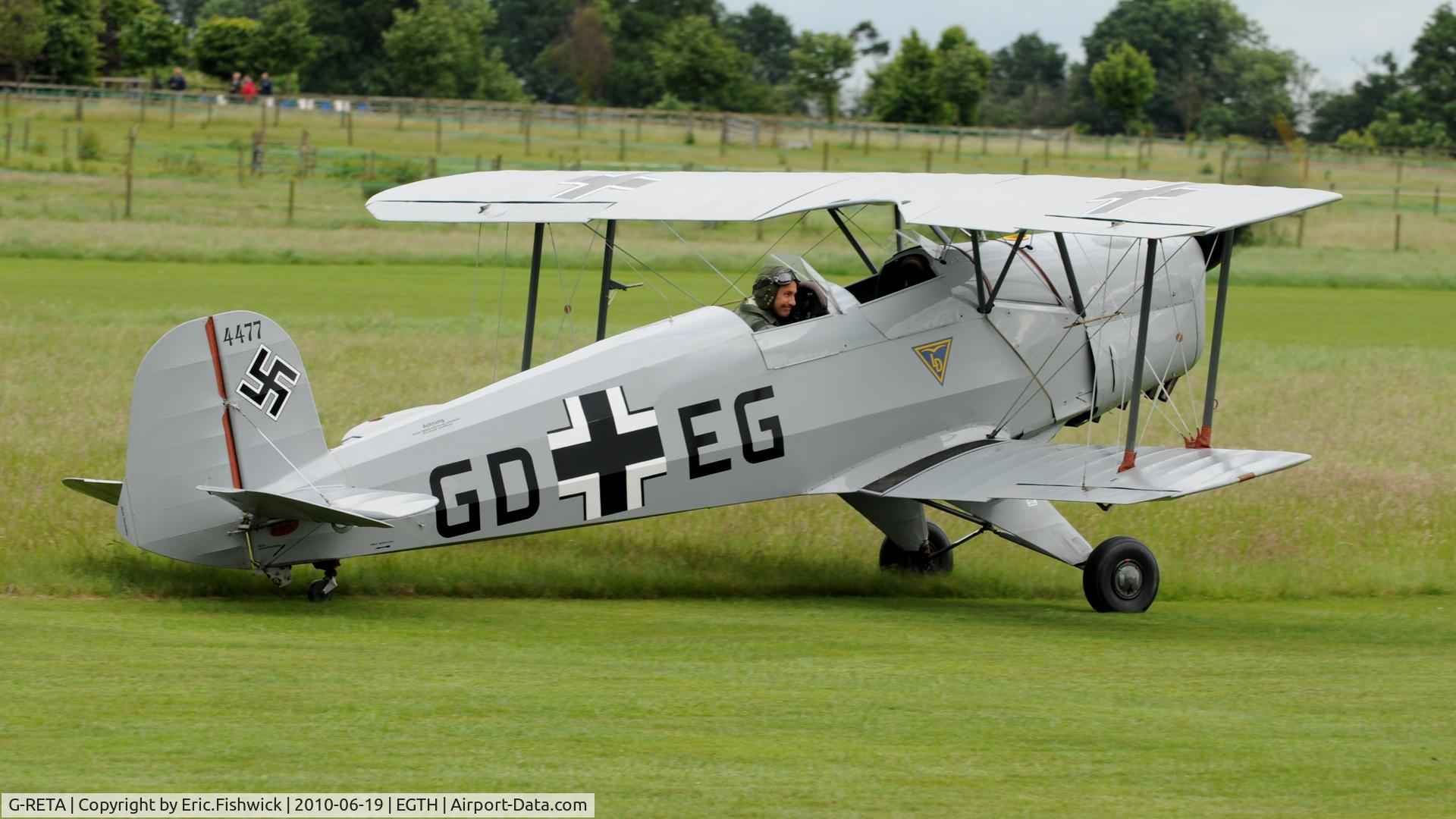 G-RETA, 1967 CASA 1-131E Jungmann C/N 2197, 2. G-RETA at Shuttleworth Collection Evening Air Display & LAA Party in the Park June 2010
