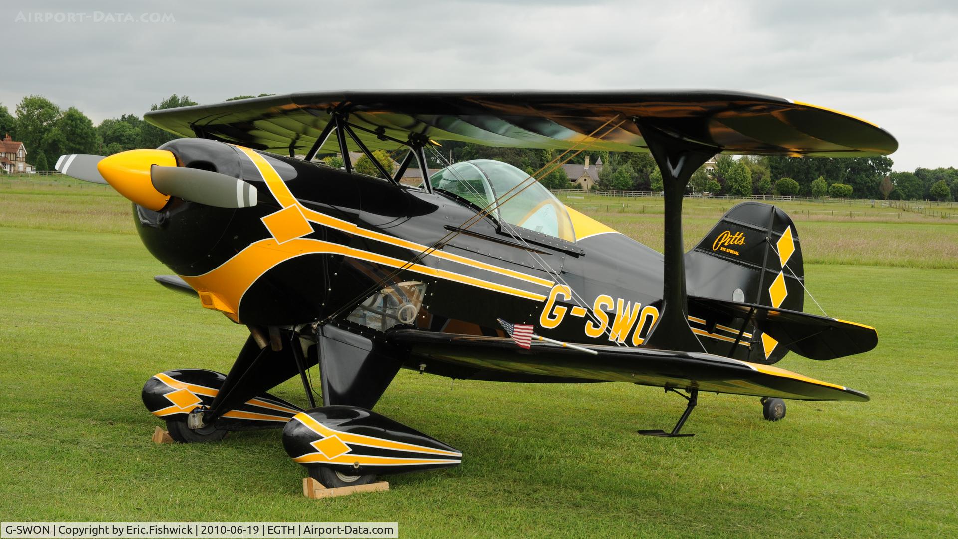 G-SWON, 1999 Pitts S-1S Special C/N 093, 1. G-SWON at Shuttleworth Collection Evening Air Display & LAA Party in the Park June 2010