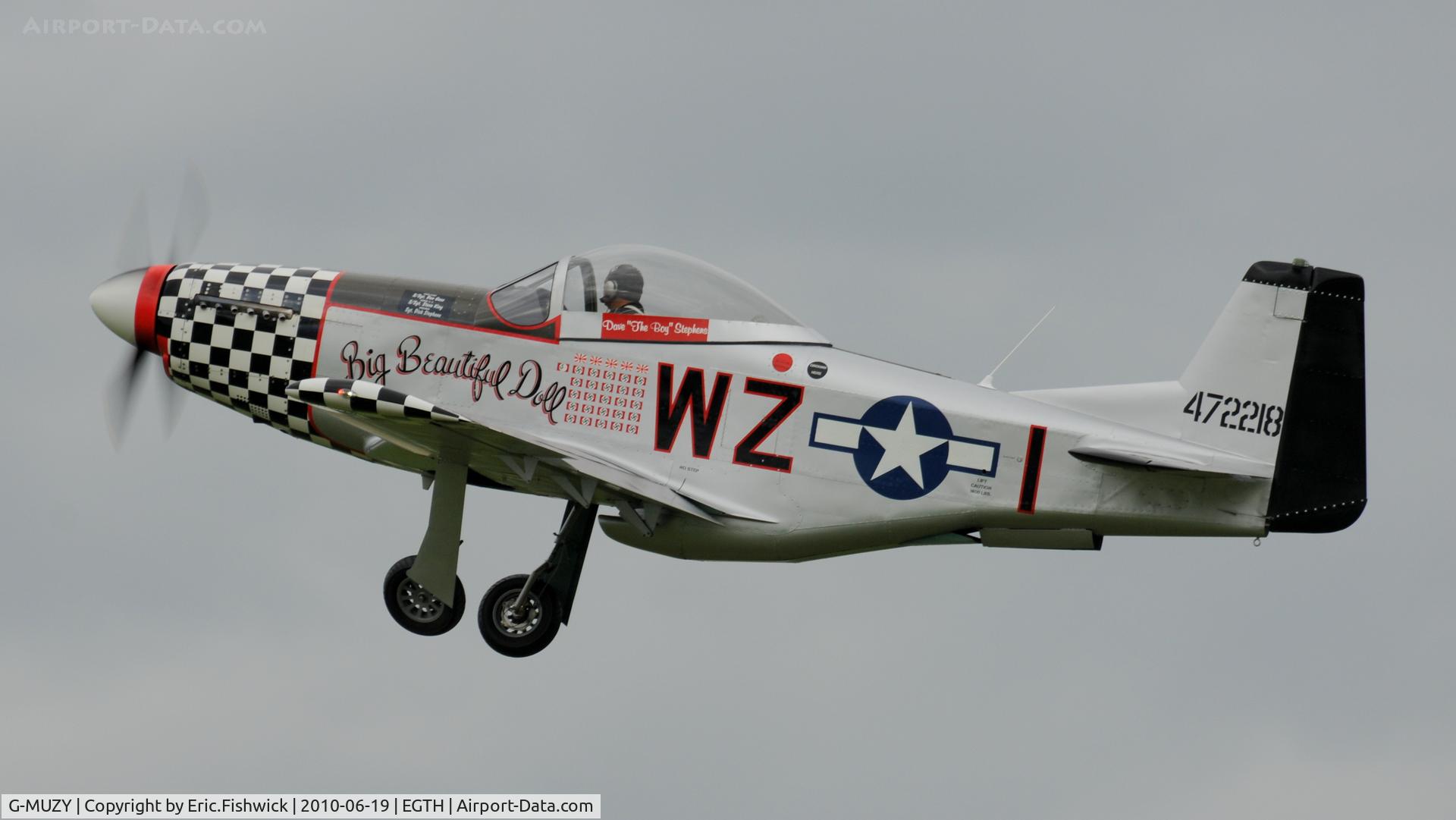 G-MUZY, 2008 Titan T-51 Mustang C/N LAA 355-14831, 4. G-MUZY (Titan T-51 Mustang) departing Shuttleworth Collection Evening Air Display & LAA Party in the Park June 2010
