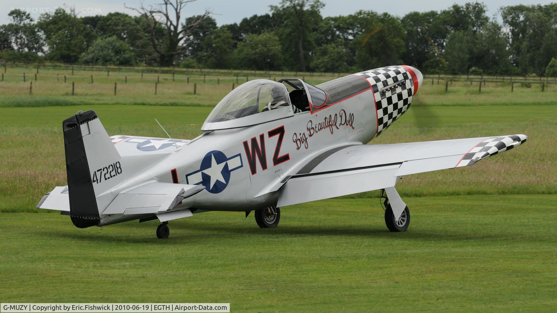 G-MUZY, 2008 Titan T-51 Mustang C/N LAA 355-14831, 2. G-MUZY (Titan T-51 Mustang) departing Shuttleworth Collection Evening Air Display & LAA Party in the Park June 2010