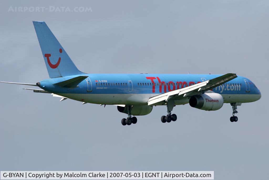 G-BYAN, 1994 Boeing 757-204 C/N 27219, Boeing 757-204 on finals to 07 at Newcastle Airport in May 2007.