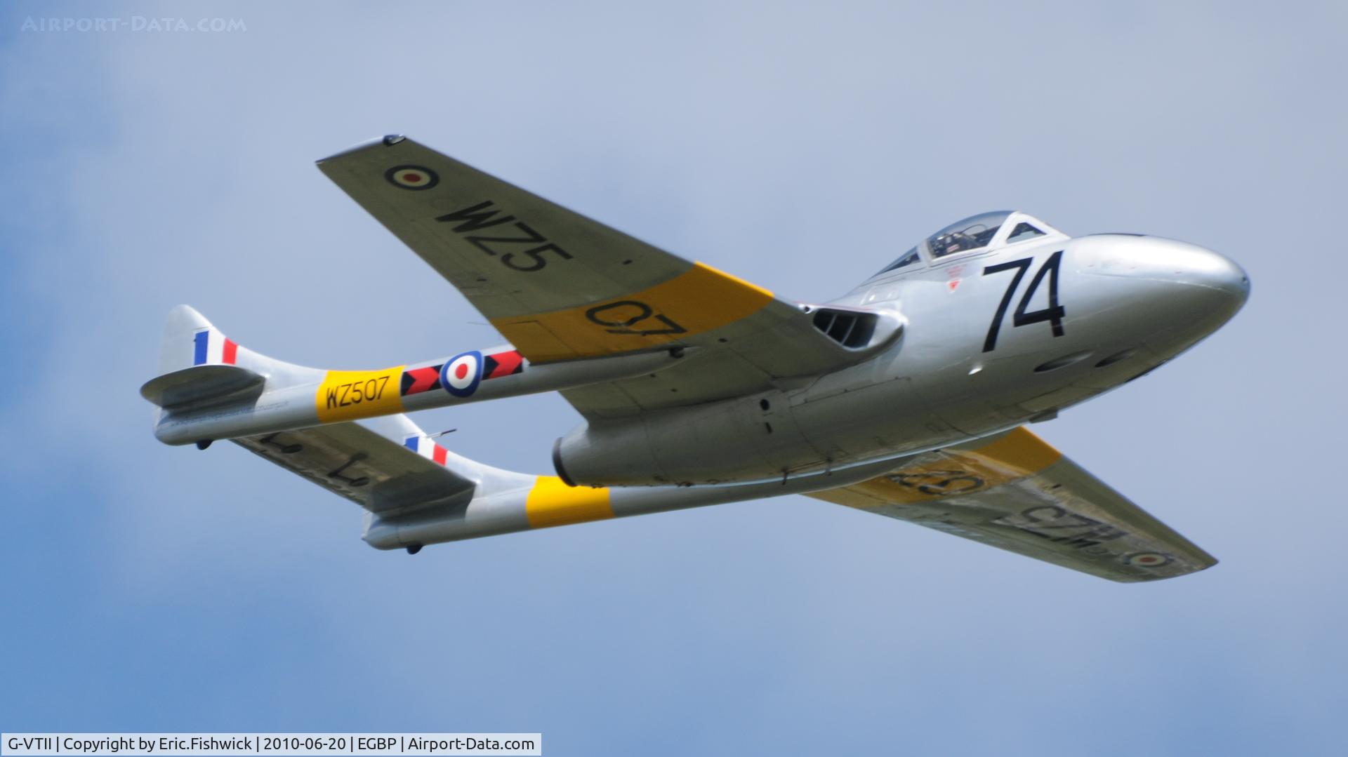 G-VTII, 1954 De Havilland DH-115 Vampire T.11 C/N 15127, WZ507 at The Cotswold Air Show June 2010