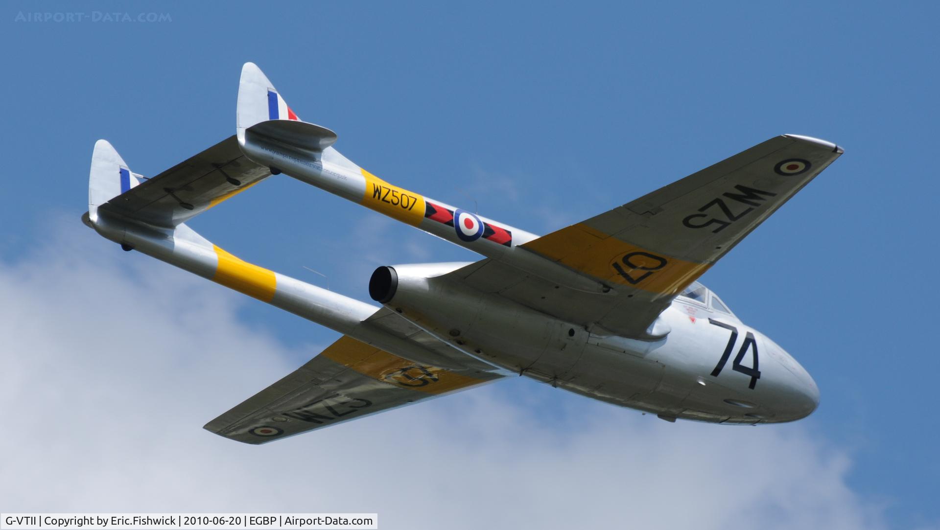 G-VTII, 1954 De Havilland DH-115 Vampire T.11 C/N 15127, WZ507 at The Cotswold Air Show June 2010