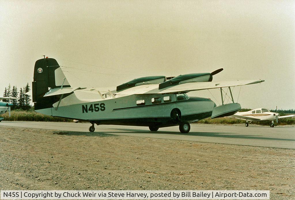 N45S, 1941 Grumman G-44 Widgeon C/N 1221, N45S when operated in Anchorage, AK by J.Ray McDermott.
Aircraft later written off in Lagos Nigeria after a wheels down water landing.