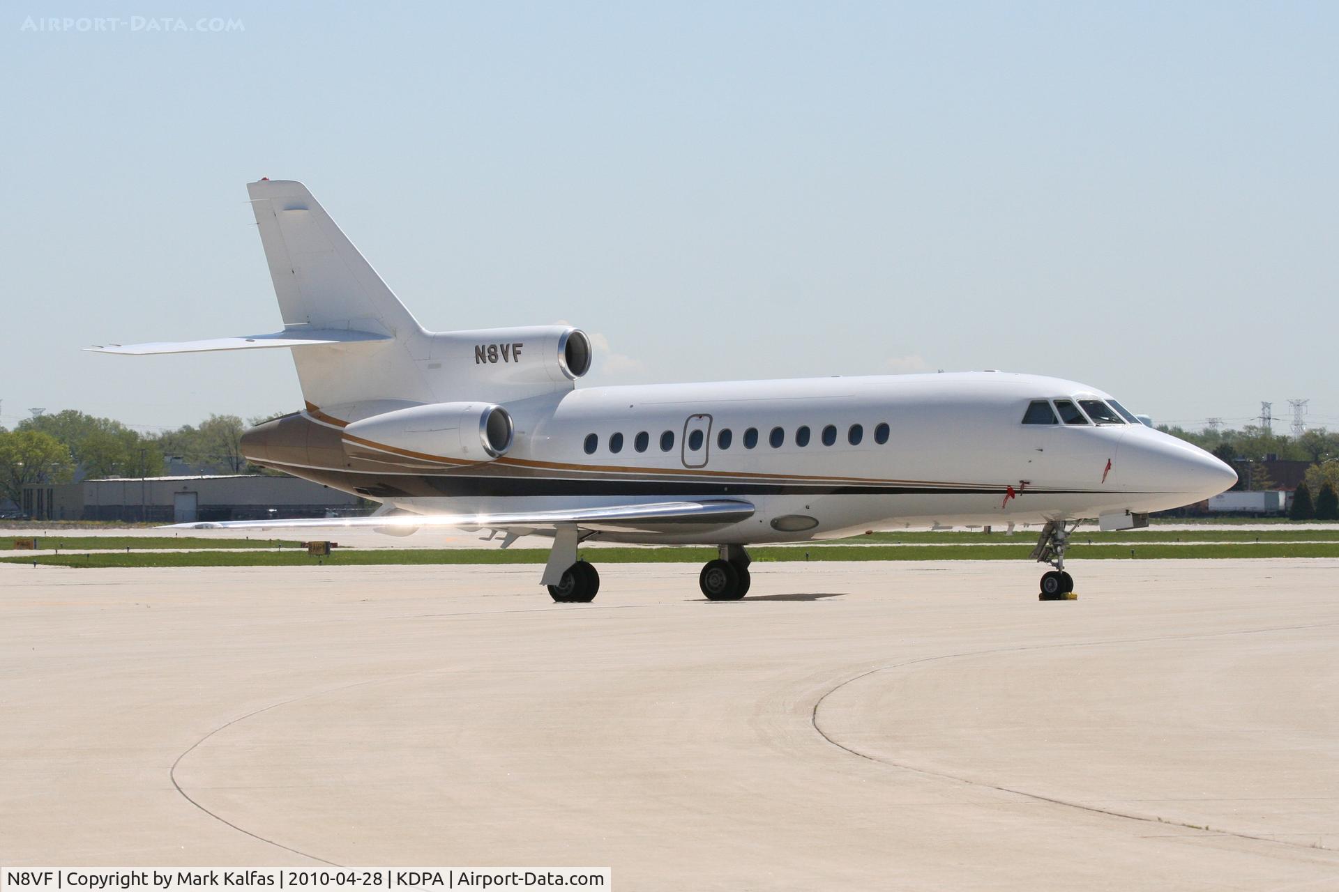 N8VF, 1986 Dassault-Breguet Falcon (Mystere) 900 C/N 12, VF Corporation FALCON 900, on the ramp at KDPA after a trip from up from KGSO.