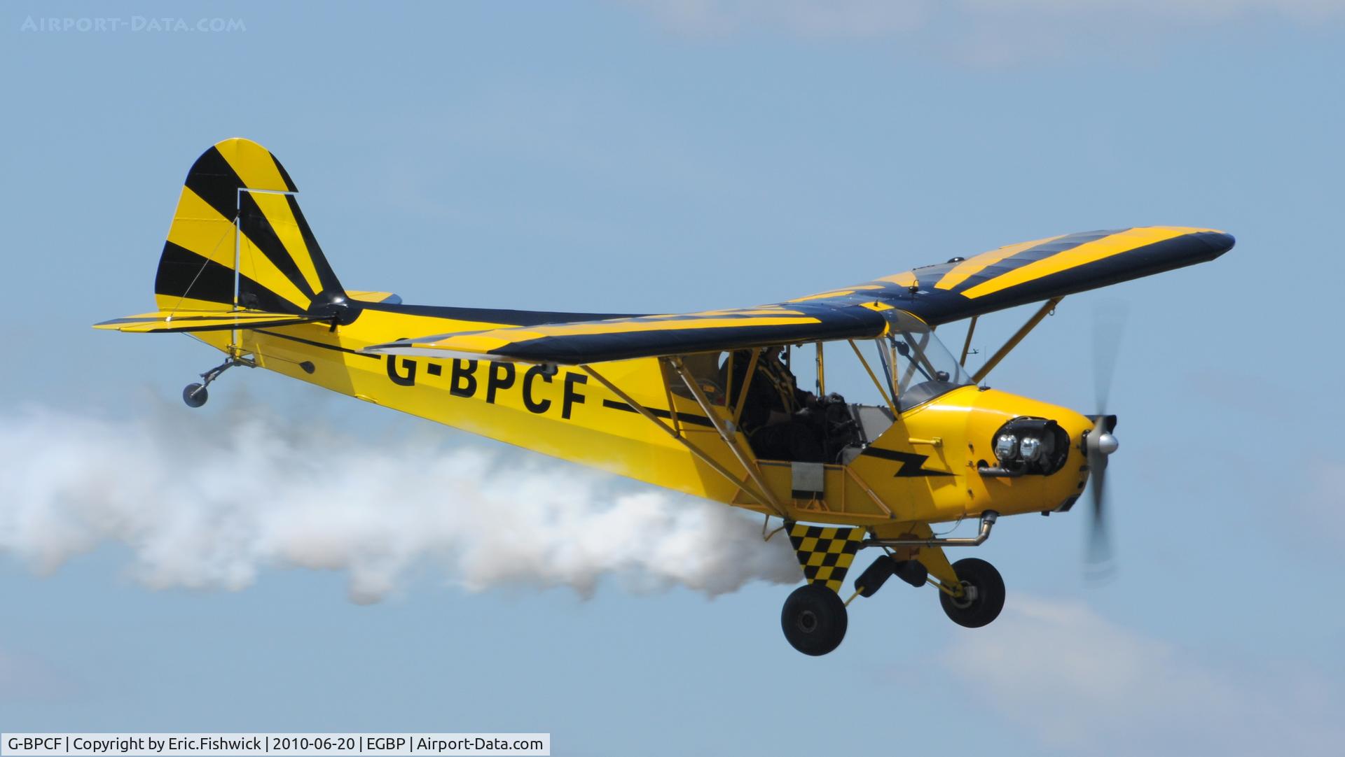 G-BPCF, 1940 Piper J3C-65 Cub Cub C/N 4532, 43. G-BPCF and Brenden O'Brien at The Cotswold Air Show June 2010