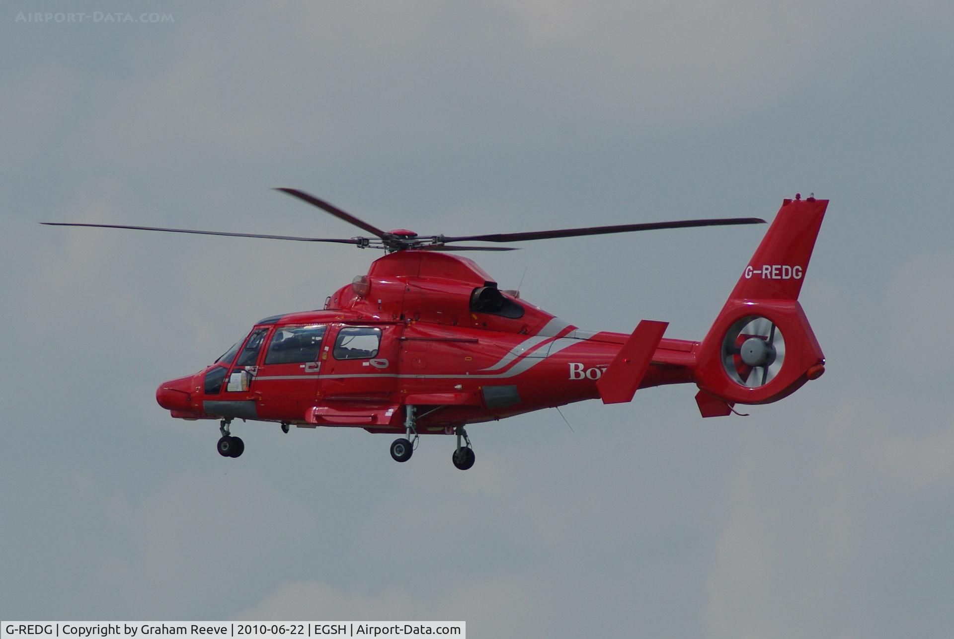 G-REDG, 2010 Eurocopter AS-365N-3 Dauphin 2 C/N 6907, Landing at Norwich.