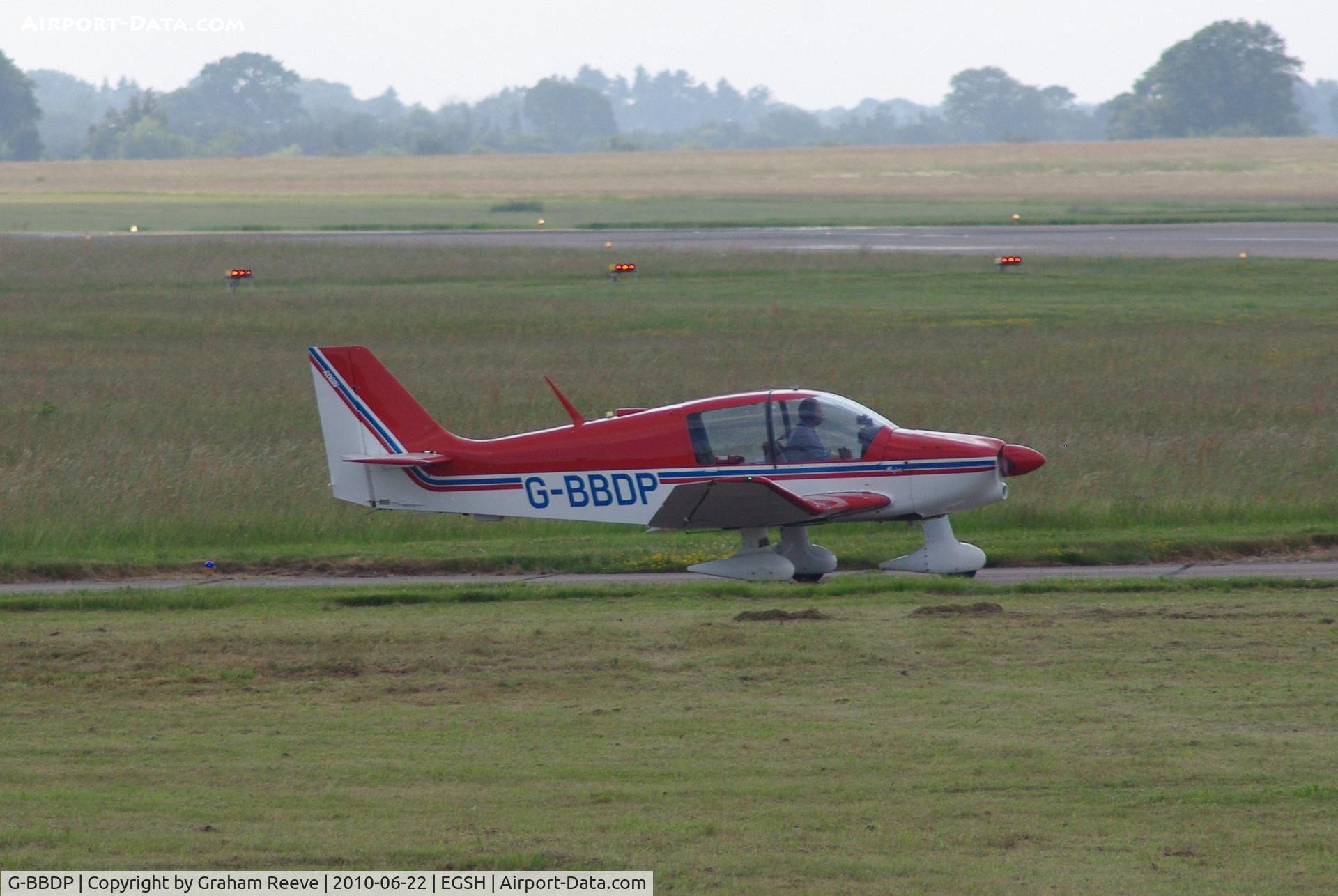 G-BBDP, 1973 Robin DR-400-160 Chevalier C/N 853, About to depart.