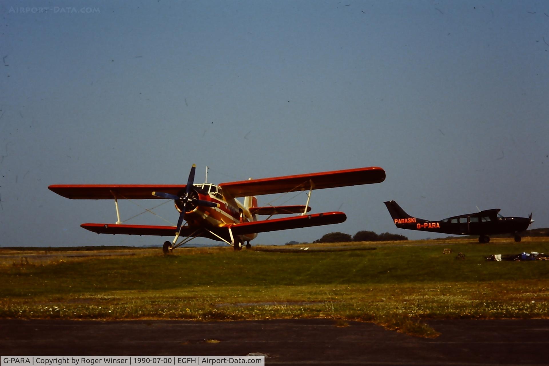 G-PARA, 1970 Cessna 207 Skywagon C/N 207-00153, The black Cessna Skywagon G-PARA was used by skydivers at Swansea Airport in the late 1980's and 1990. SP-ANU is also in the photo taken in July 1990