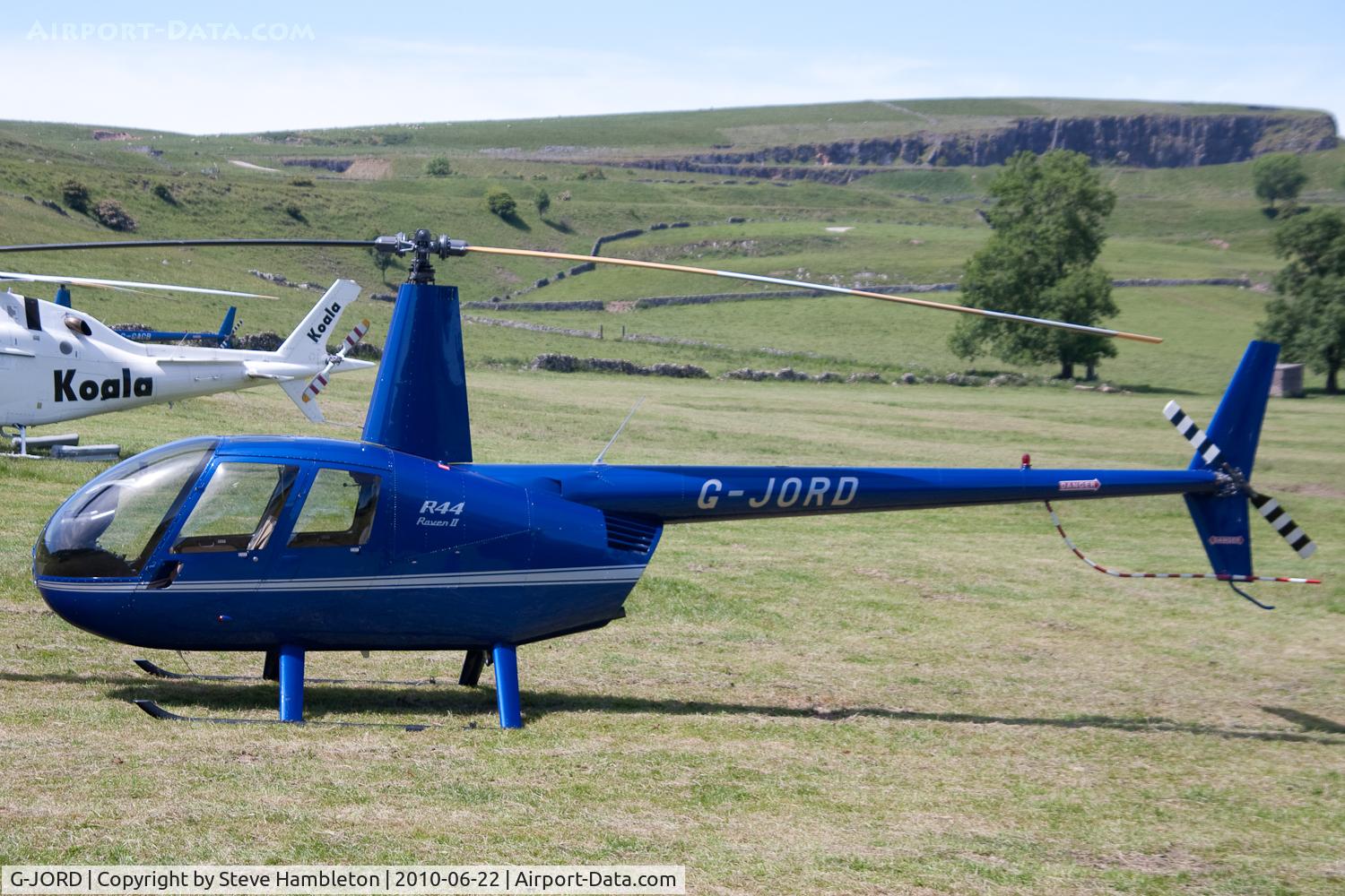 G-JORD, 2007 Robinson R44 II C/N 11725, At Buxton, Derbyshire for the bi-annual Hillhead quarrying exhibition