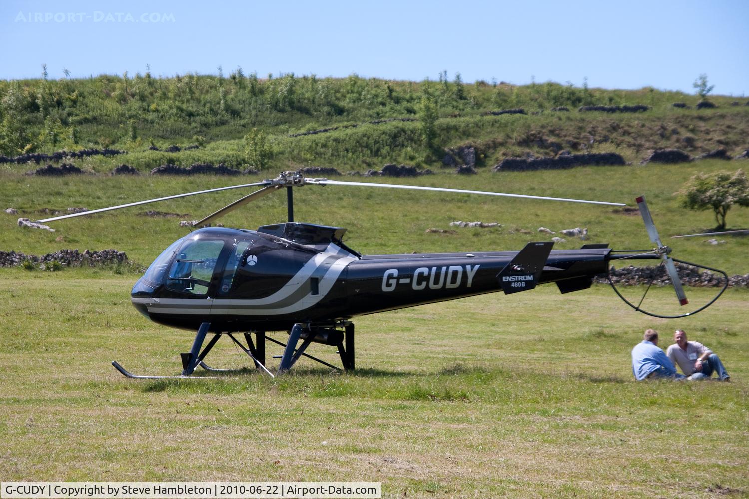 G-CUDY, 2005 Enstrom 480B C/N 5807, At Buxton, Derbyshire for the bi-annual Hillhead quarrying exhibition
