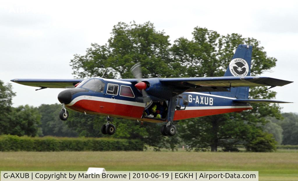 G-AXUB, 1969 Britten-Norman BN-2A Islander C/N 121, Getting airborne with a load of parachutists!