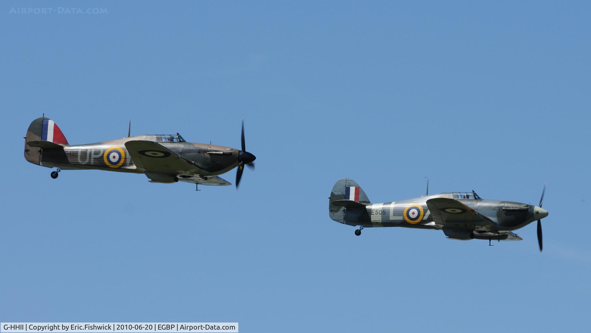G-HHII, 1940 Hawker (CCF) Hurricane Mk2B C/N CCF/R20023, G-HHII and G-HUPW at The Cotswold Air Show June 2010