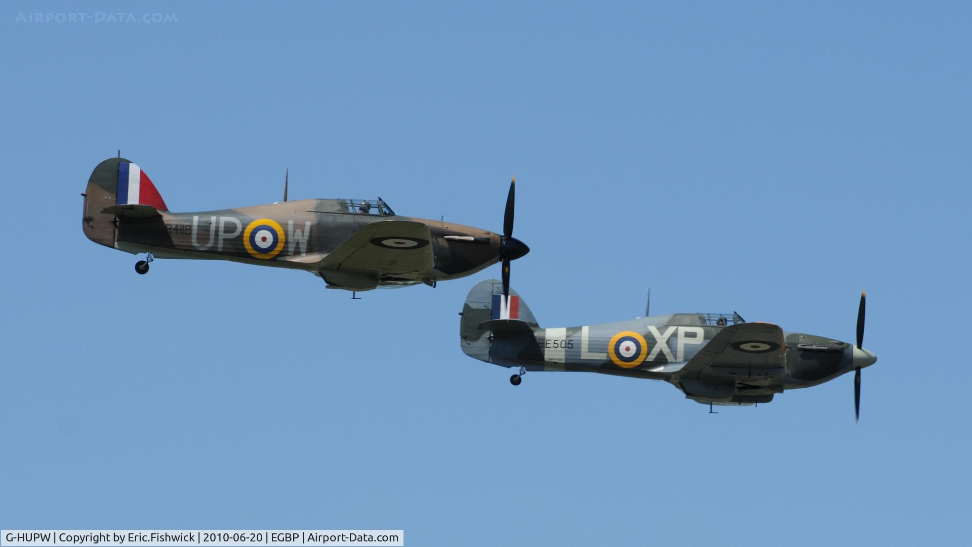 G-HUPW, 1940 Hawker Hurricane I C/N G592301, 45. G-HHII and G-HUPW at The Cotswold Air Show June 2010