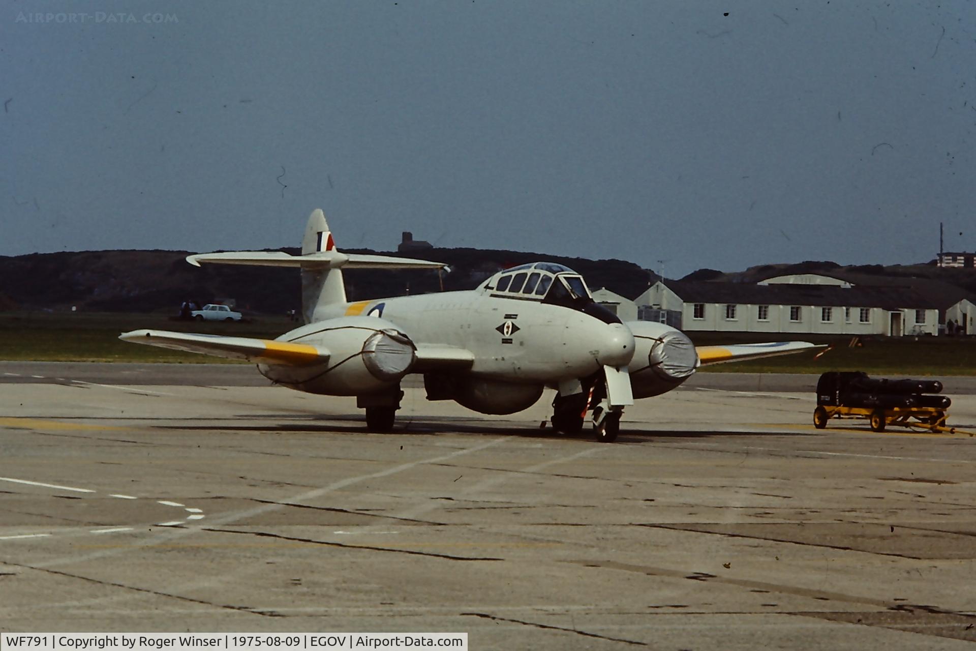 WF791, 1951 Gloster Meteor T.7 C/N 15658, Half of the Vintage Pair display team at the RAF Valley Airshow 1975. The other aircraft in the pair was D.H Vampire T.II XH304.