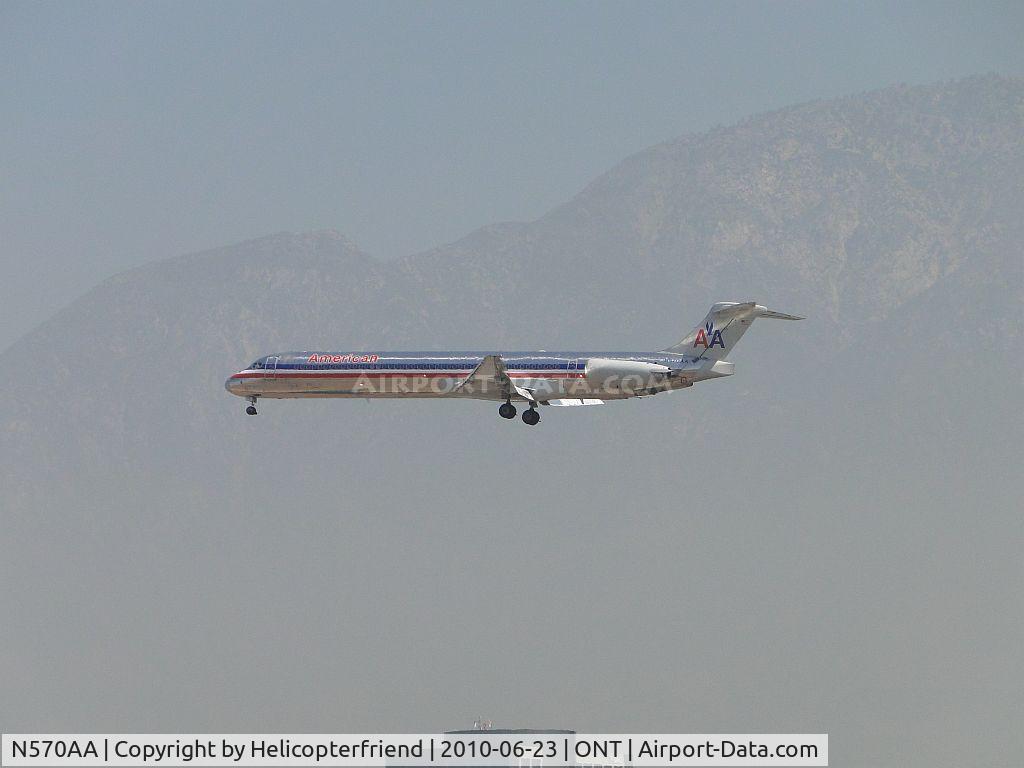 N570AA, 1987 McDonnell Douglas MD-83 (DC-9-83) C/N 49352, Over the outer fence on final to Ontario