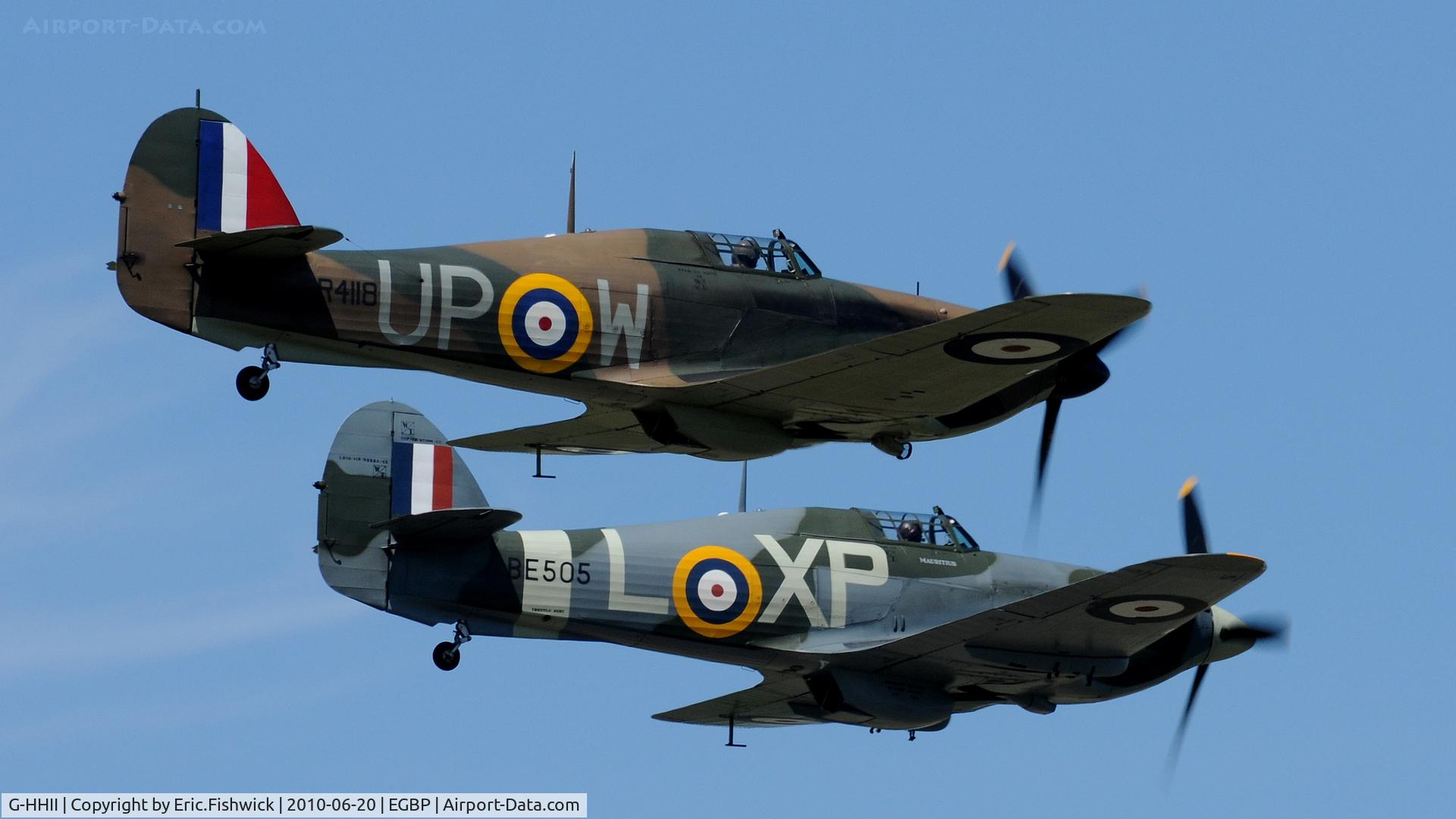 G-HHII, 1940 Hawker (CCF) Hurricane Mk2B C/N CCF/R20023, G-HHII and G-HUPW at The Cotswold Air Show June 2010