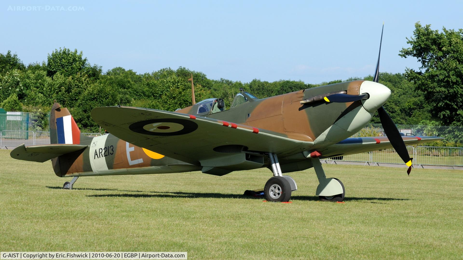 G-AIST, 1941 Supermarine 300 Spitfire Mk1A C/N WASP/20/2, 3. AR213 at The Cotswold Air Show June 2010