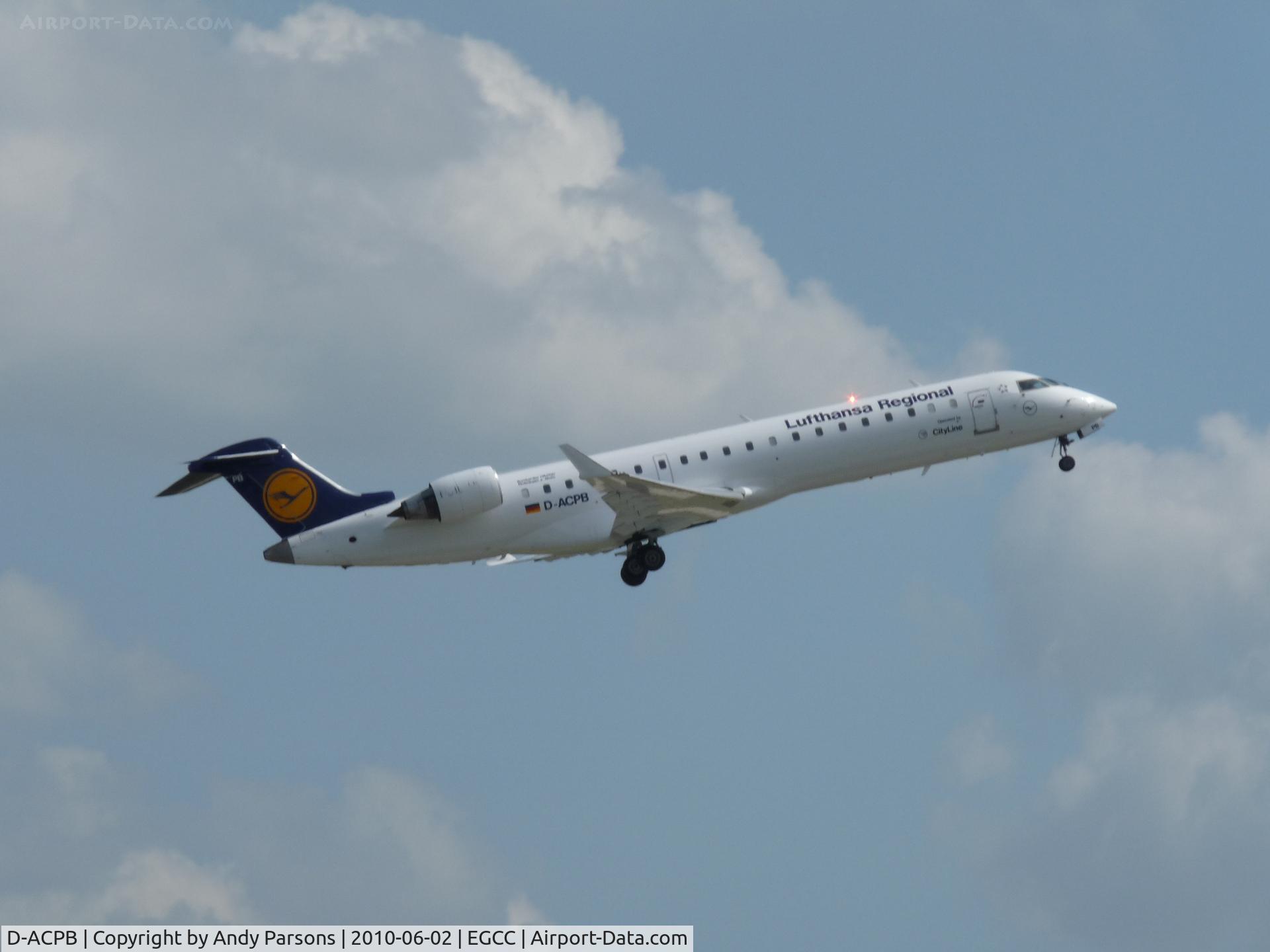 D-ACPB, 2001 Canadair CRJ-701ER (CL-600-2C10) Regional Jet C/N 10013, Departing Manchester